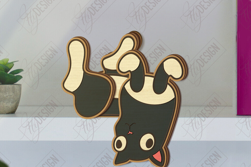 Intra απο ξύλο plywood 3mm-4mm πάχος - Funny Cats Shelf Sitters Cut Laser | CNC Δίασταση 20x20 cm INTRAFABR-121132032