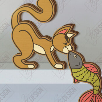 Intra απο ξύλο plywood 3mm-4mm πάχος - Funny Cats Shelf Sitters Cut Laser | CNC Δίασταση 20x20 cm INTRAFABR-121431711 - Image 1