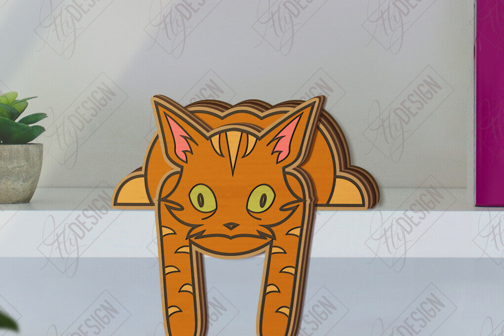 Intra απο ξύλο plywood 3mm-4mm πάχος - Funny Cats Shelf Sitters Cut Laser | CNC Δίασταση 20x20 cm INTRAFABR-121431712