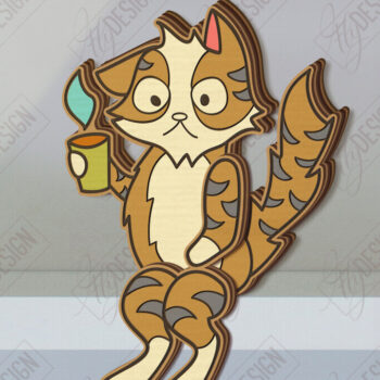 Intra απο ξύλο plywood 3mm-4mm πάχος - Funny Cats Shelf Sitters Set Laser Cut Δίασταση 20x20 cm INTRAFABR-121431748 - Image 4