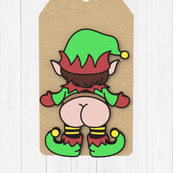 Intra απο ξύλο plywood 3mm-4mm πάχος - Αστεία Elf Butt Tag   Δίασταση 30x20 cm INTRAFABR-110435473 - Image 1