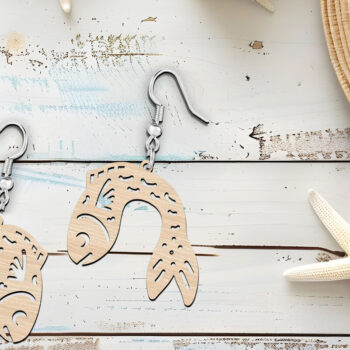 Intra απο ξύλο plywood 3mm-4mm πάχος - Αστεία Fish Beach Earrings  κοπής με λέιζερ Δίασταση 900x900 cm INTRAFABR-120640453 - Image 2