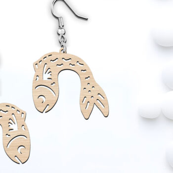 Intra απο ξύλο plywood 3mm-4mm πάχος - Αστεία Fish Beach Earrings  κοπής με λέιζερ Δίασταση 900x900 cm INTRAFABR-120640453 - Image 3