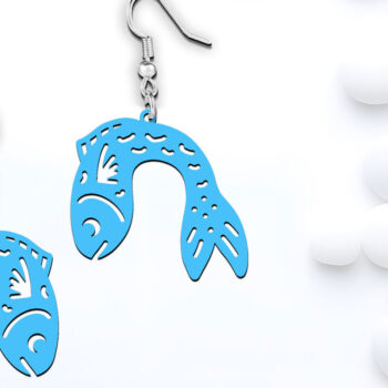 Intra απο ξύλο plywood 3mm-4mm πάχος - Αστεία Fish Beach Earrings  κοπής με λέιζερ Δίασταση 900x900 cm INTRAFABR-120640453 - Image 4