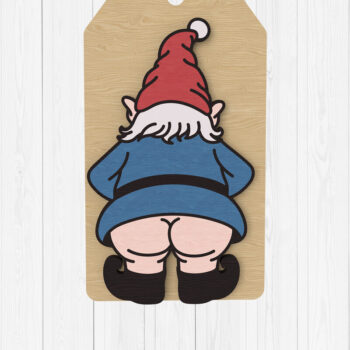 Intra απο ξύλο plywood 3mm-4mm πάχος - Αστεία ετικέττα Gnome Butt  Cut Laser Δίασταση 30x20 cm INTRAFABR-110435450 - Image 1