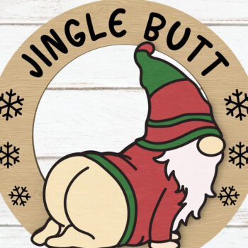 Intra απο ξύλο plywood 3mm-4mm πάχος - Αστείο στολίδι με τζινγκλ στολίδι με Gnome Δίασταση 6x6 cm INTRAFABR-108798628 - Image 1