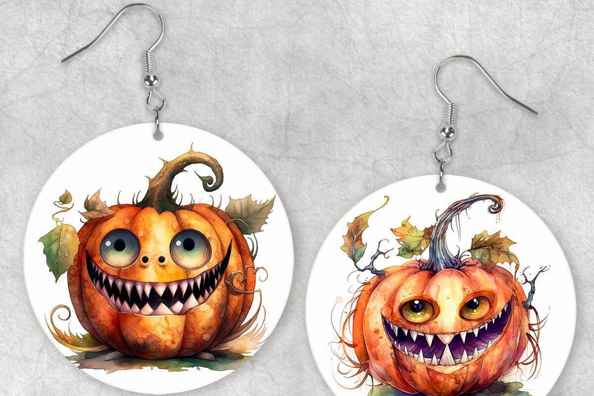 Intra απο ξύλο plywood 3mm-4mm πάχος - Αστείο αποκριάτικο σκουλαρίκι κολοκύθας Png Δίασταση 3x3 cm INTRAFABR-69625829