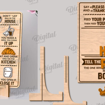 Intra απο ξύλο plywood 3mm-4mm πάχος - Αστεία Κανόνες σπιτιού Πλάκα  Δίασταση 30x20 cm INTRAFABR-112859641 - Image 2