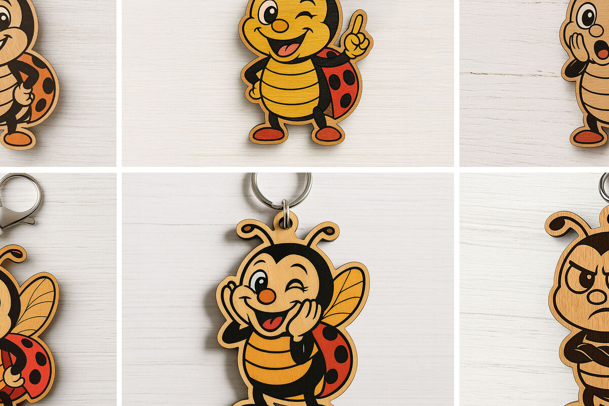 Intra απο ξύλο plywood 3mm-4mm πάχος - Αστεία Μπρελόκ Πασχαλίτσα Δίασταση 4x4 cm INTRAFABR-122220487