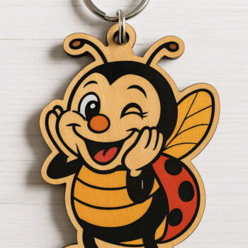 Intra απο ξύλο plywood 3mm-4mm πάχος - Αστεία Μπρελόκ Πασχαλίτσα Δίασταση 4x4 cm INTRAFABR-122220487 - Image 4