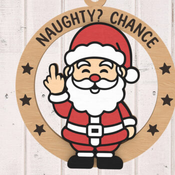 Intra απο ξύλο plywood 3mm-4mm πάχος - Αστεία χριστουγεννιάτικη δέσμη με μεσαίο δάχτυλο Δίασταση 30x20 cm INTRAFABR-109665406 - Image 2