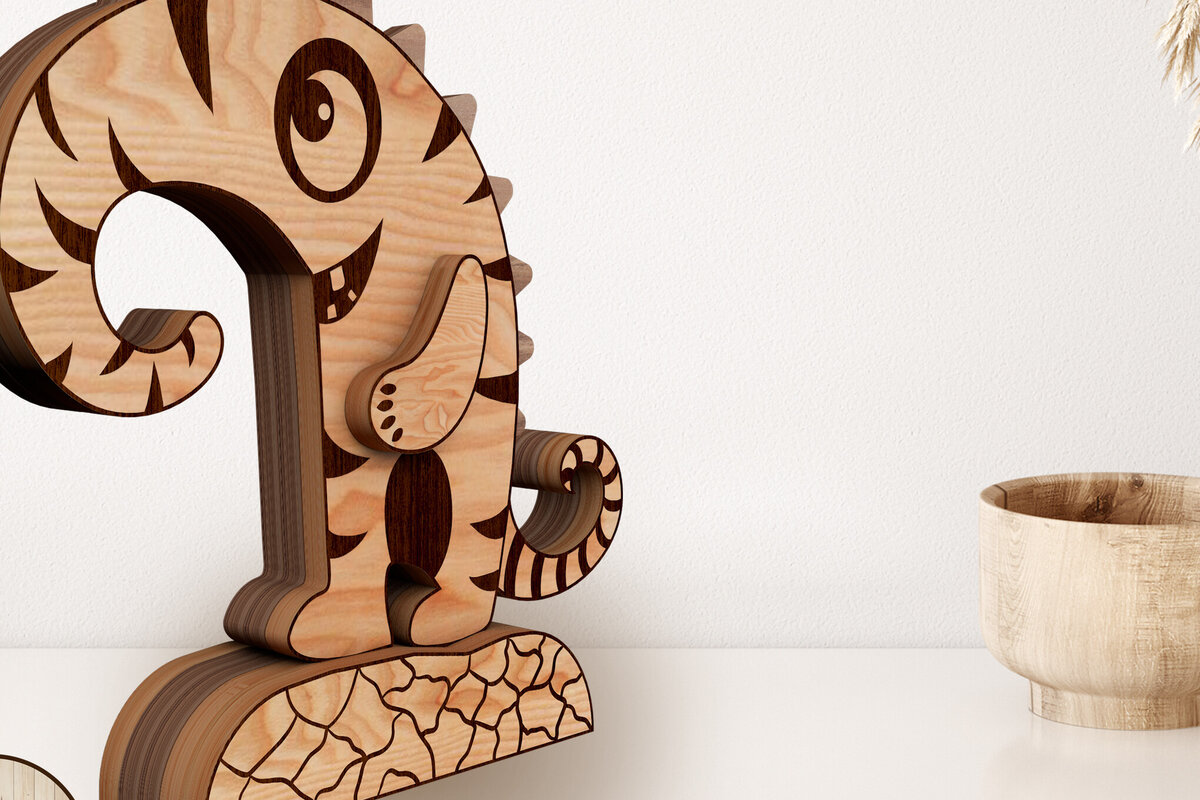 Intra απο ξύλο plywood 3mm-4mm πάχος - Αστείο πρότυπο πολλαπλών στρωμάτων τέρας Δίασταση 8x2 cm INTRAFABR-101845092