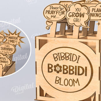 Intra απο ξύλο plywood 3mm-4mm πάχος - Αστεία φυτά μαρκαδόροι με κουτί Δίασταση 30x20 cm INTRAFABR-116899003 - Image 7