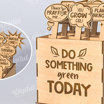 Intra απο ξύλο plywood 3mm-4mm πάχος - Αστεία φυτά μαρκαδόροι με κουτί Δίασταση 30x20 cm INTRAFABR-116814945 - Image 1