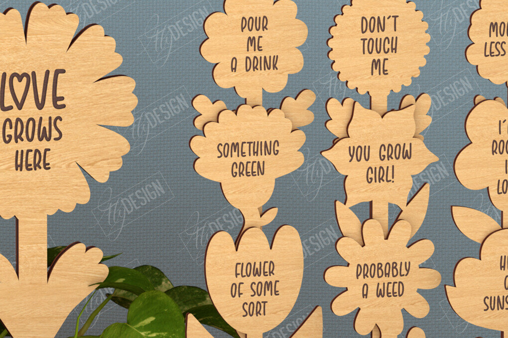 Intra απο ξύλο plywood 3mm-4mm πάχος - Αστεία φυτά Stakes | Διακόσμηση Κήπου Δίασταση 20x20 cm INTRAFABR-115821038