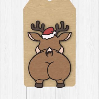 Intra απο ξύλο plywood 3mm-4mm πάχος - Αστεία Tag Butt Reindeer Δίασταση 30x20 cm INTRAFABR-110435425 - Image 1