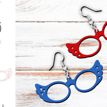 Intra απο ξύλο plywood 3mm-4mm πάχος - Αστεία ρετρό γυαλιά πατριωτικά σκουλαρίκια Δίασταση 900x900 cm INTRAFABR-120094646 - Image 1