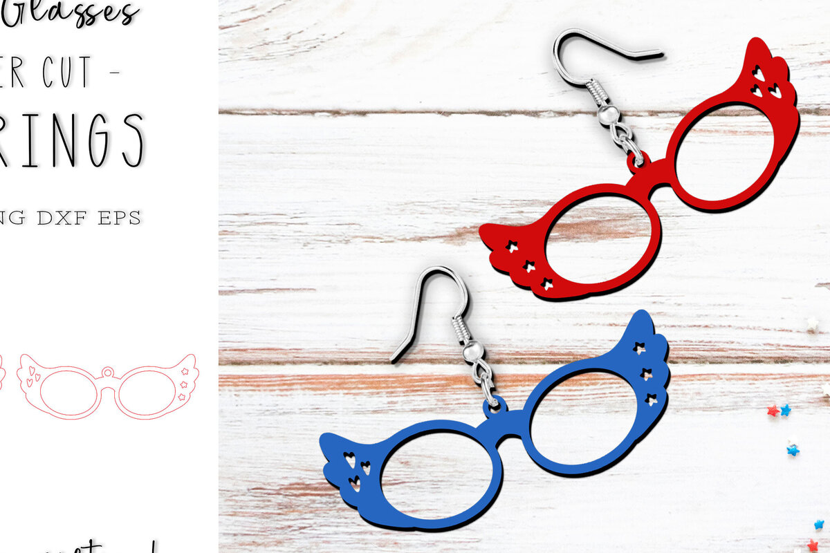 Intra απο ξύλο plywood 3mm-4mm πάχος - Αστεία ρετρό γυαλιά πατριωτικά σκουλαρίκια Δίασταση 900x900 cm INTRAFABR-120094646