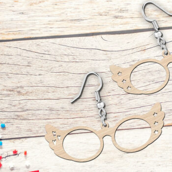 Intra απο ξύλο plywood 3mm-4mm πάχος - Αστεία ρετρό γυαλιά πατριωτικά σκουλαρίκια Δίασταση 900x900 cm INTRAFABR-120094646 - Image 3