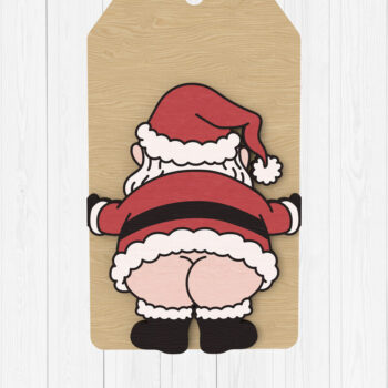 Intra απο ξύλο plywood 3mm-4mm πάχος - Αστεία Santa Butt Tag Δίασταση 30x20 cm INTRAFABR-110435492 - Image 1