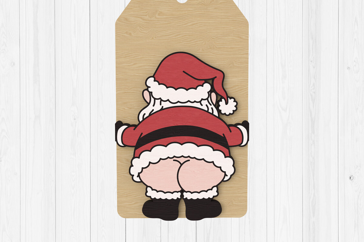 Intra απο ξύλο plywood 3mm-4mm πάχος - Αστεία Santa Butt Tag  Δίασταση 30x20 cm INTRAFABR-110435492