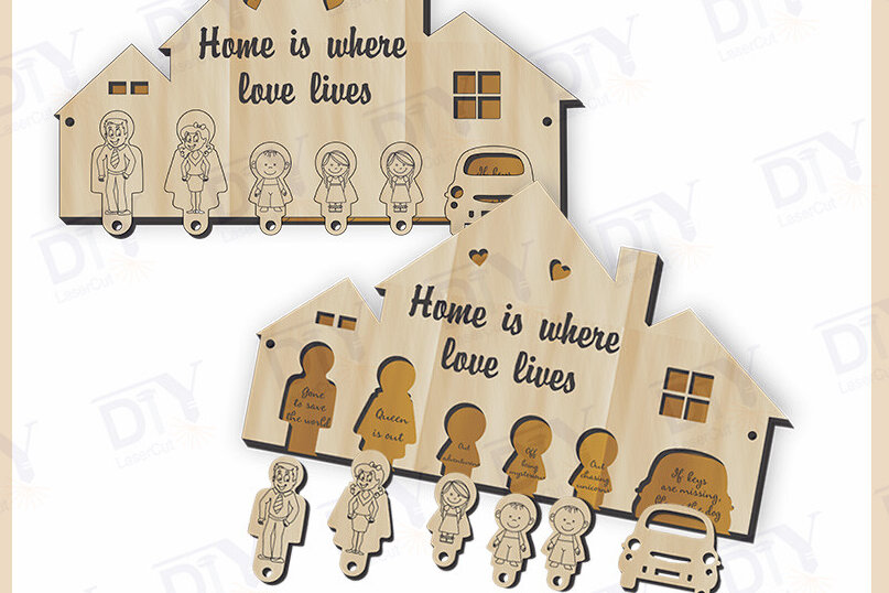 Intra απο ξύλο plywood 3mm-4mm πάχος - Αστεία ρητό κλειδοθήκη 6 πλήκτρων  Δίασταση 4x4 cm INTRAFABR-125396062