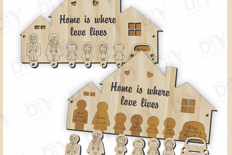 Intra απο ξύλο plywood 3mm-4mm πάχος - Αστεία ρητό κλειδοθήκη 7 πλήκτρων  Δίασταση 4x4 cm INTRAFABR-125396349