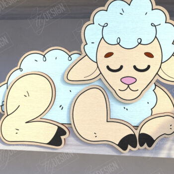 Intra απο ξύλο plywood 3mm-4mm πάχος - Funny Sheep Shelf Sitters Cut Laser |CNC Δίασταση 20x20 cm INTRAFABR-123601188 - Image 1