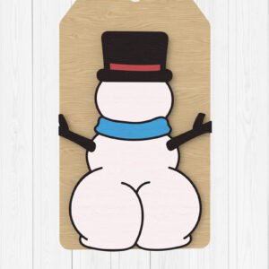 Intra απο ξύλο plywood 3mm-4mm πάχος - Αστεία Ετικέτα Πισινό Χιονάνθρωπο  Δίασταση 30x20 cm INTRAFABR-110435404