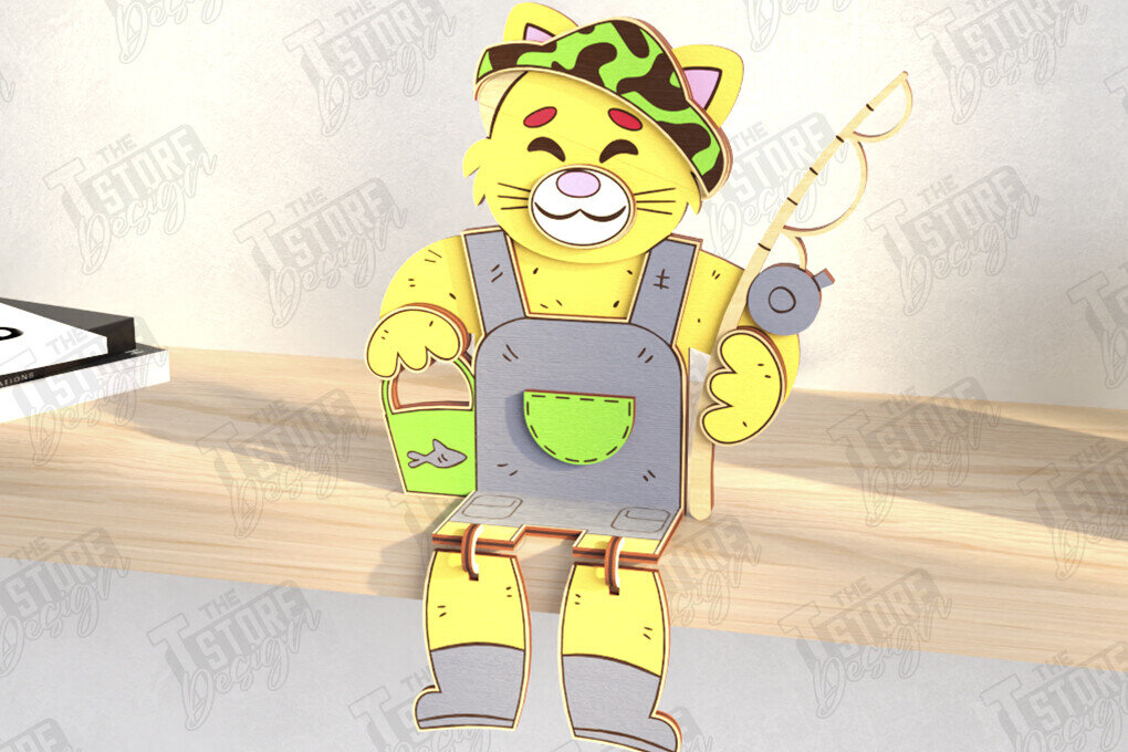 Intra απο ξύλο plywood 3mm-4mm πάχος - Αστεία τουριστική γάτα με λέιζερ |  CNC Δίασταση 20x20 cm INTRAFABR-121350265