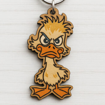 Intra απο ξύλο plywood 3mm-4mm πάχος - Μπρελόκ Furious Duck Δίασταση 4x4 cm INTRAFABR-122093218 - Image 1