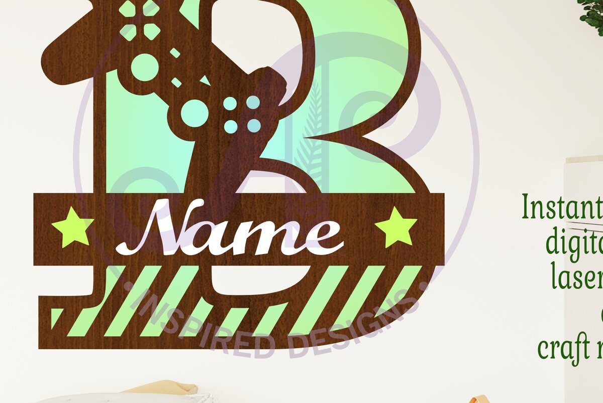 Intra απο ξύλο plywood 3mm-4mm πάχος - Μονόγραμμα κεφαλαίου παίκτη Γράμμα B  Δίασταση 30x20 cm INTRAFABR-109003319