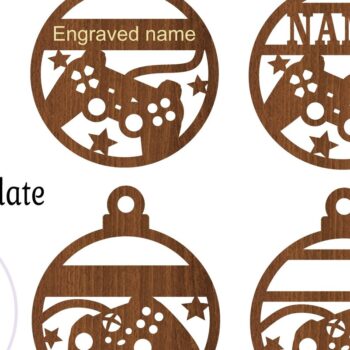 Intra απο ξύλο plywood 3mm-4mm πάχος - Gamer Χριστουγεννιάτικα στολίδια, 2 σχέδια Δίασταση 6x6 cm INTRAFABR-75869722 - Image 3