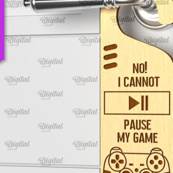 Intra απο ξύλο plywood 3mm-4mm πάχος - Gamer Door Hanger Laser. Πόμολο πόρτας  Δίασταση 30x20 cm INTRAFABR-98142013 - Image 1