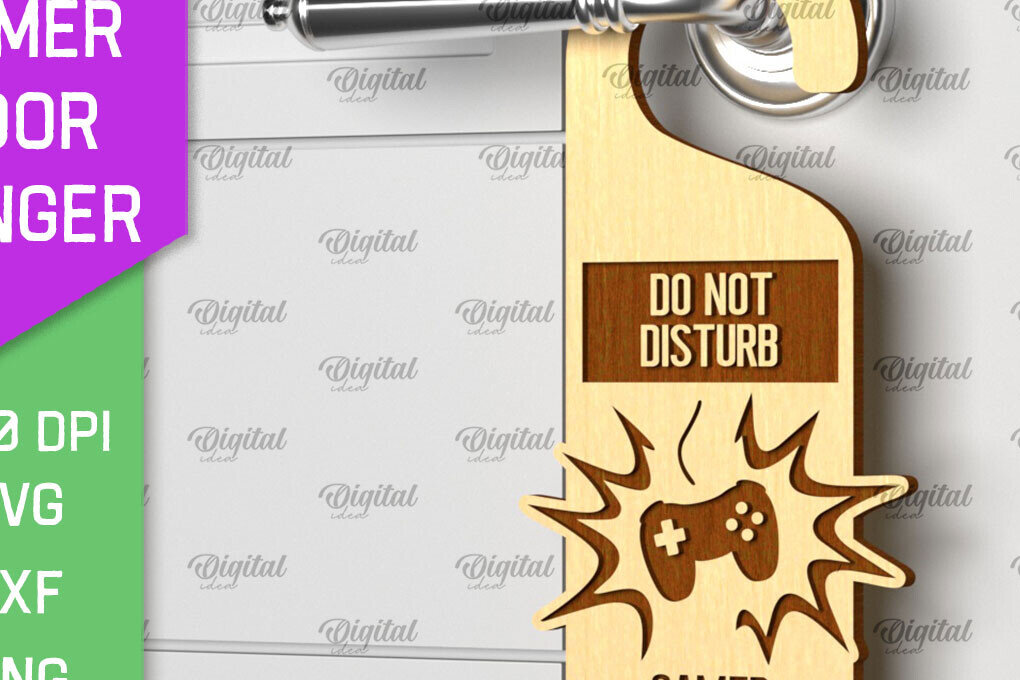 Intra απο ξύλο plywood 3mm-4mm πάχος - Gamer Door Hanger Laser. Πόμολο πόρτας  Δίασταση 30x20 cm INTRAFABR-98141243