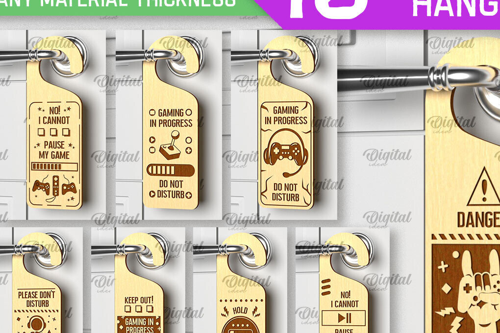 Intra απο ξύλο plywood 3mm-4mm πάχος - Gamer Door Hangers Πακέτο κοπής με λέιζερ Δίασταση 30x20 cm INTRAFABR-98202072