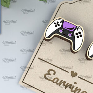 Intra απο ξύλο plywood 3mm-4mm πάχος - Σκουλαρίκια Gamer Σχέδιο κοπής με λέιζερ Δίασταση 3x3 cm INTRAFABR-104759356