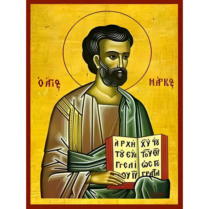 Εικόνα Ορθοδοξίας με περίγραμμα χρυσό σε ξύλο Φλαμουρίας  με  βάση Εικόνα ΑΓΙΟΣ ΑΠΟΣΤΟΛΟΣ ΚΑΙ ΕΥΑΓΓΕΛΙΣΤΗΣ ΜΑΡΚΟΣ Χειροποίητη Ελληνορθόδοξη εικόνα του Ιησού Χριστού, Κρεμαστή πλάκα βυζαντινής τέχνης, χριστιανική τέχνη Διάσταση 40x30 cm (10,2x7,9 ίντσες)  INTRAEK-1447757865039