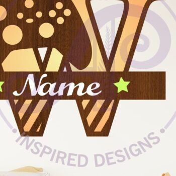 Intra απο ξύλο plywood 3mm-4mm πάχος - Gamer X κεφαλαίο μονόγραμμα Γράμμα W Δίασταση 30x20 cm INTRAFABR-108988432 - Image 1