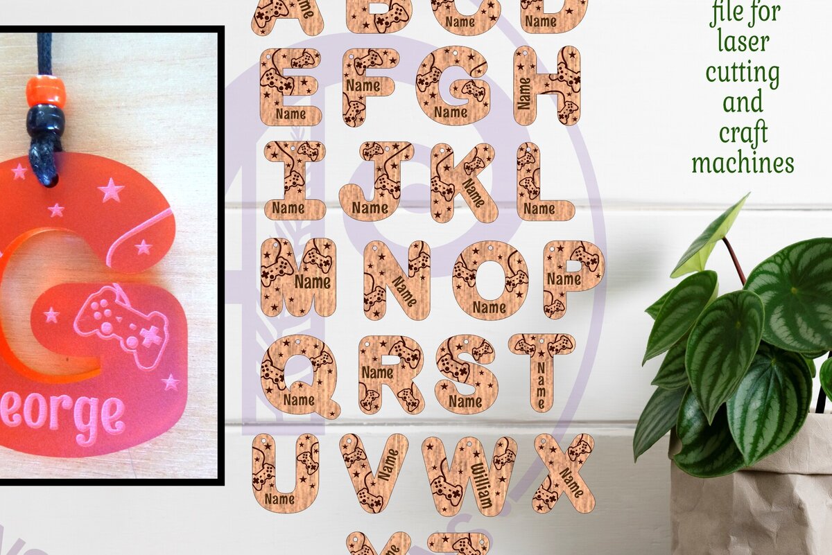 Intra απο ξύλο plywood 3mm-4mm πάχος - Μπρελόκ με σχέδια για γράμματα με θέμα το παιχνίδι Δίασταση 4x4 cm INTRAFABR-94288234