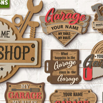 Intra απο ξύλο plywood 3mm-4mm πάχος - Πακέτο επιγραφών γκαράζ | Man Cave |  CNC Δίασταση 30x20 cm INTRAFABR-119067423 - Image 1