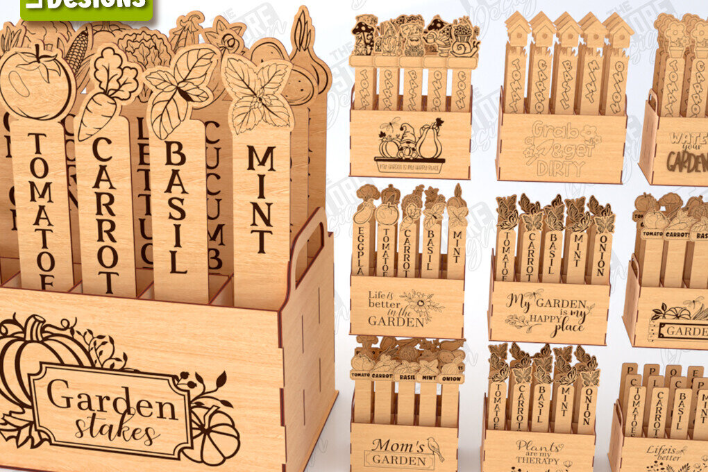 Intra απο ξύλο plywood 3mm-4mm πάχος - Σετ πασσάλων κήπου | Δείκτης φυτών | CNC Δίασταση 20x20 cm INTRAFABR-119540738