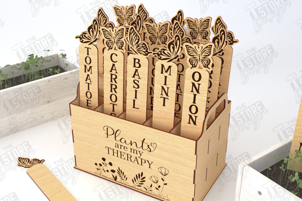 Intra απο ξύλο plywood 3mm-4mm πάχος - Σετ πασσάλων κήπου | Δείκτης φυτών | CNC Δίασταση 20x20 cm INTRAFABR-119250788