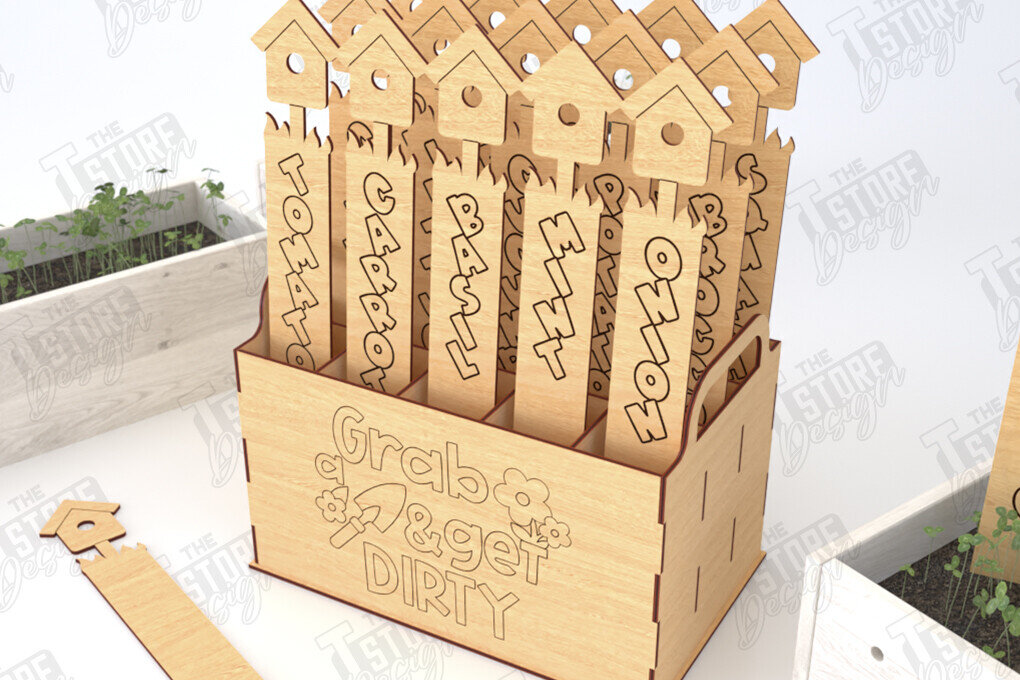 Intra απο ξύλο plywood 3mm-4mm πάχος - Σετ πασσάλων κήπου | Δείκτης φυτών | CNC Δίασταση 20x20 cm INTRAFABR-119540547