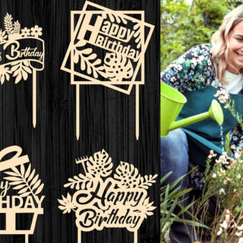 Intra απο ξύλο plywood 3mm-4mm πάχος - Gardener Happy Birthday Topper Bundle Δίασταση 20x20 cm INTRAFABR-65746844 - Image 1