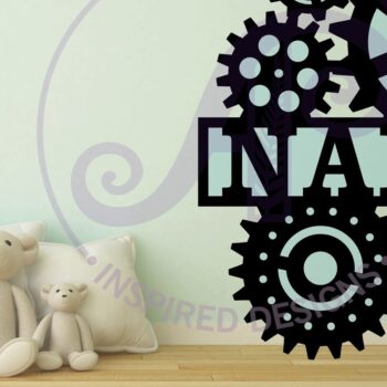 Intra απο ξύλο plywood 3mm-4mm πάχος - Gears Name Sign Laser Cut Δίασταση 30x20 cm INTRAFABR-102259825 - Image 2