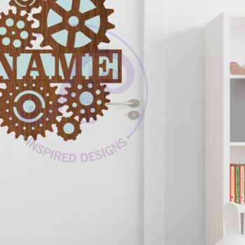 Intra απο ξύλο plywood 3mm-4mm πάχος - Gears Name Sign Laser Cut Δίασταση 30x20 cm INTRAFABR-102259825 - Image 3