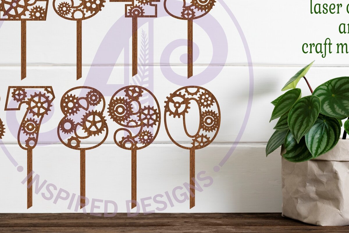 Intra απο ξύλο plywood 3mm-4mm πάχος - Gears Number Cake Toppers  Cut Files Δίασταση 30x20 cm INTRAFABR-107211655