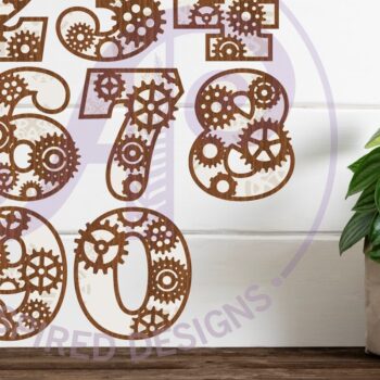 Intra απο ξύλο plywood 3mm-4mm πάχος - Γρανάζια Numbers Δύο επιπέδων επιτοίχιας πινακίδας  Δίασταση 30x20 cm INTRAFABR-107211595 - Image 1