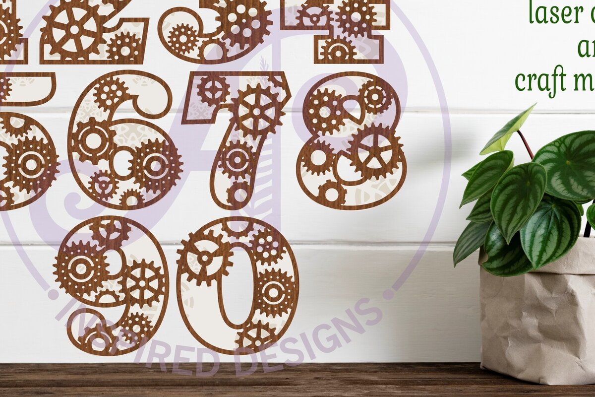 Intra απο ξύλο plywood 3mm-4mm πάχος - Γρανάζια Numbers Δύο επιπέδων επιτοίχιας πινακίδας  Δίασταση 30x20 cm INTRAFABR-107211595